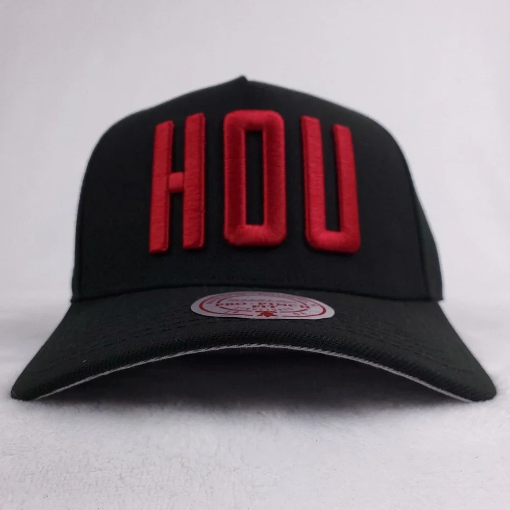 Houston Rockets Mitchell & Ness NBA Pro Fit Snapback Hat Cap 3D Logo Black NWT‎